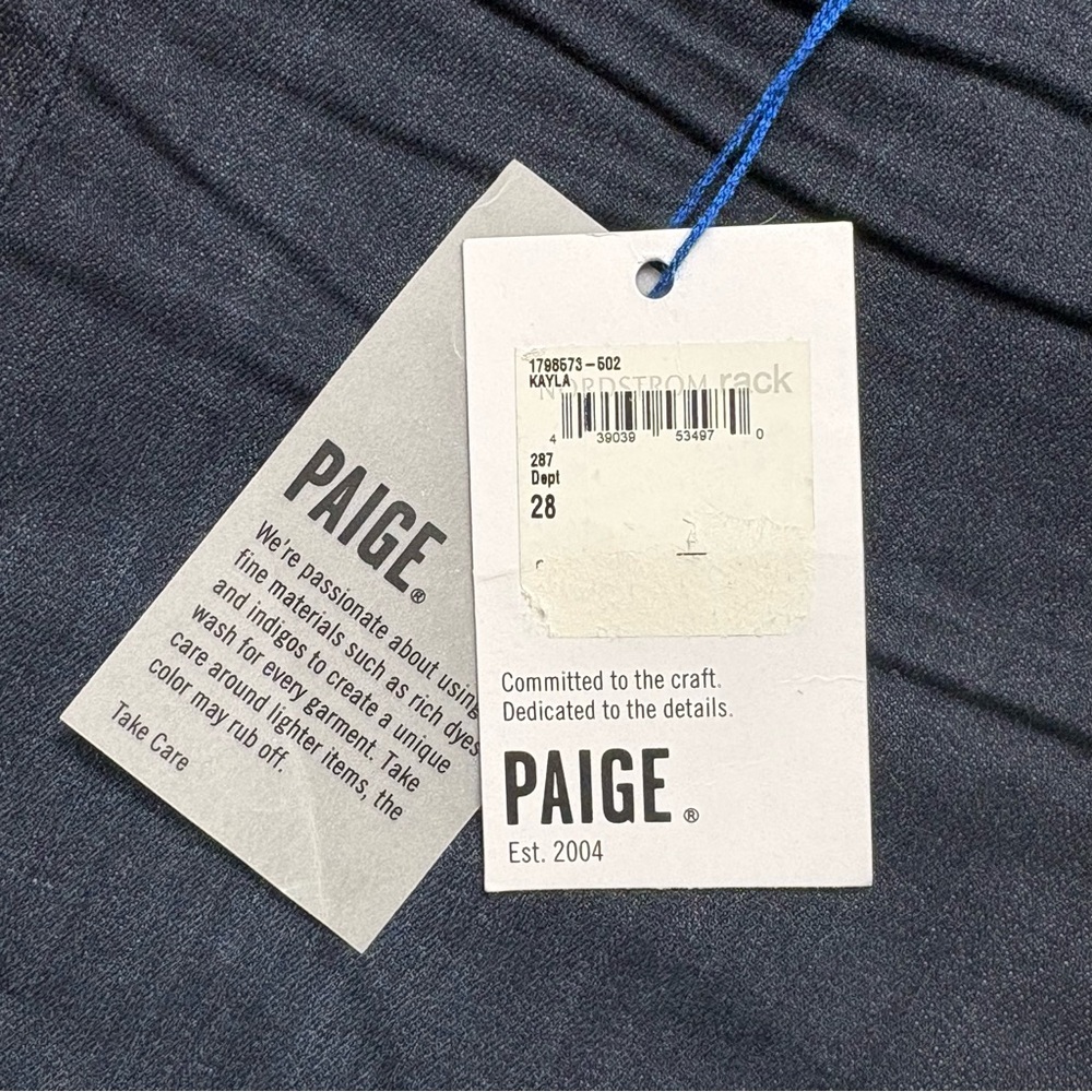 NWT PAIGE Jax Bermuda Denim Shorts Size 28 Kayla Dark Wash Stretch Raw Hem - Picture 10 of 10